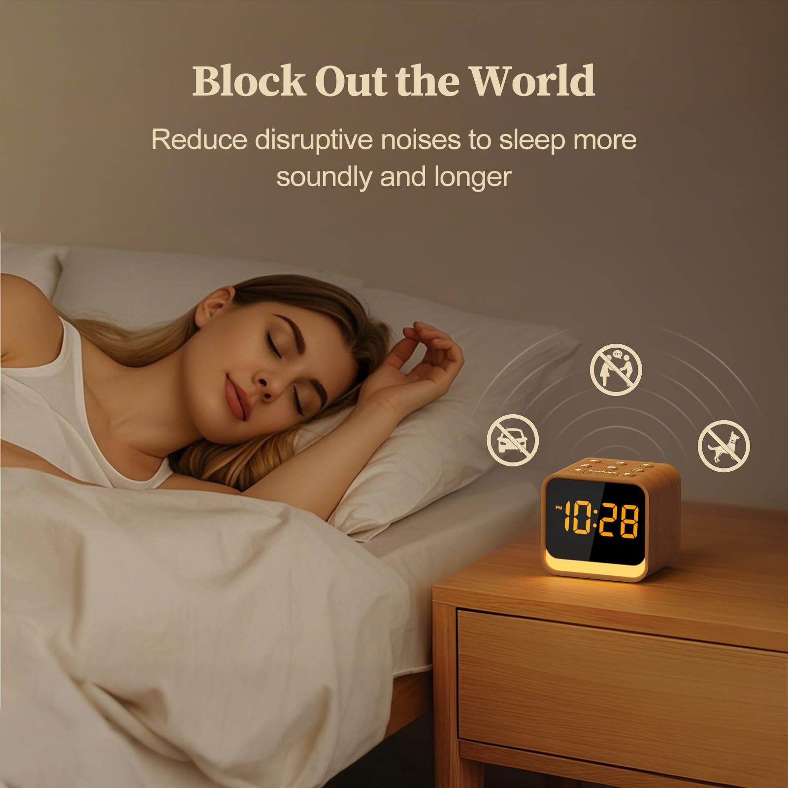 Wooden Sound Machine Alarm Clock for Bedrooms – Gentle Wake-Up with Birdsong,…