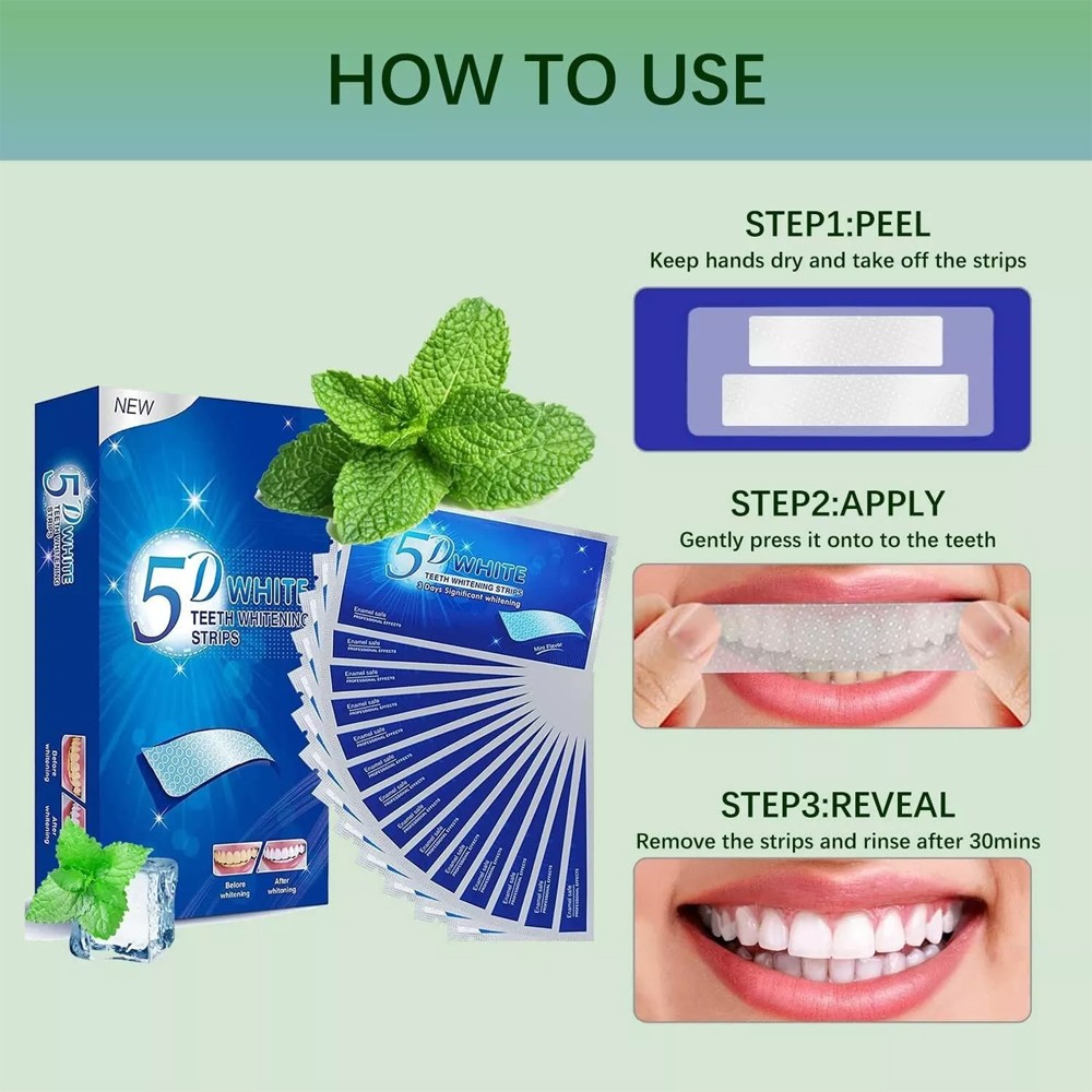 5D Teeth Whitening Strips Tooth Rapid Bleaching White Strips Teeth White AEI