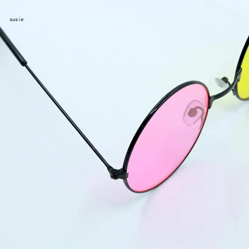 Vintage Round Frame Sunglasses for Cosplay Taking Photo Tool Mixed Color Glasses