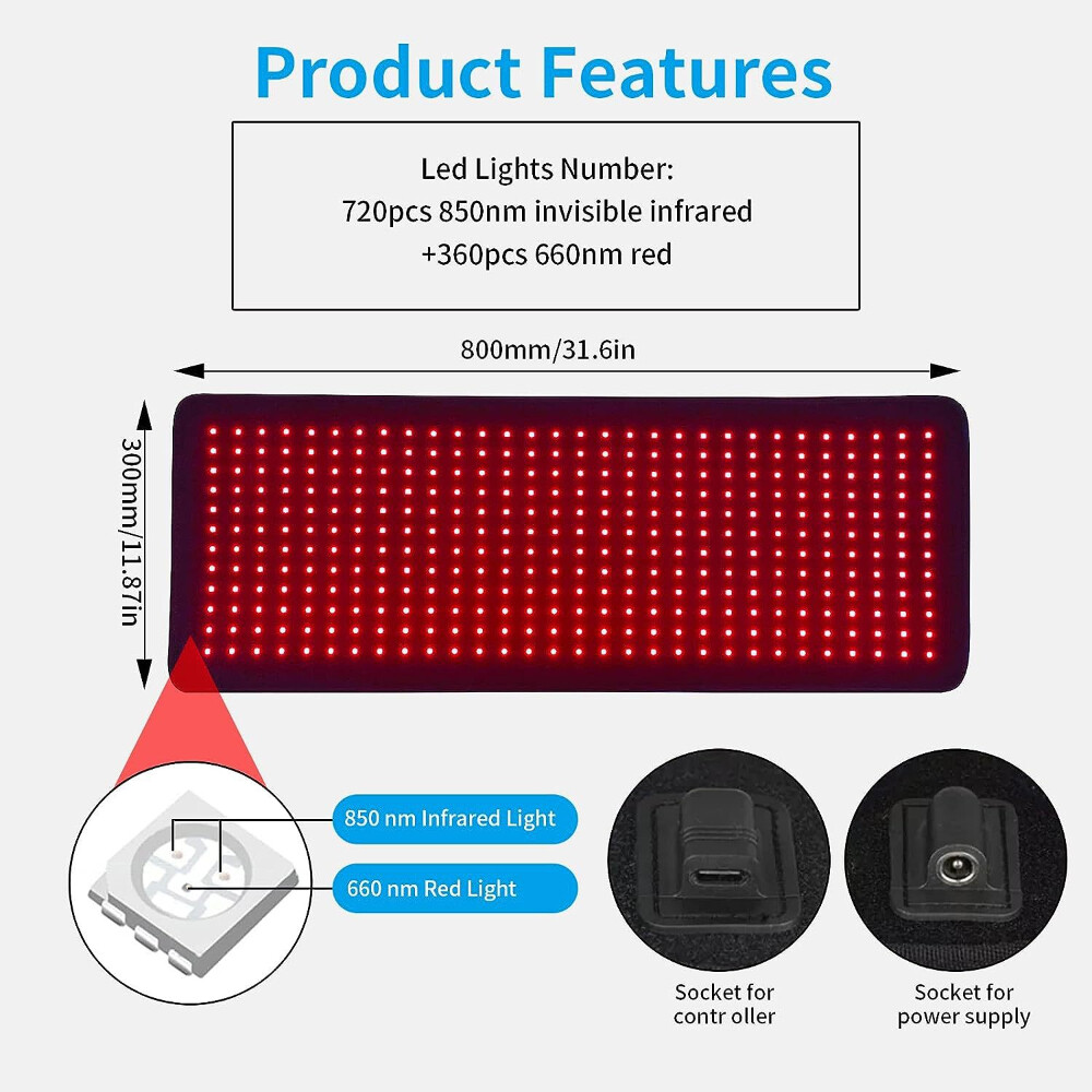LED Red Light Therapy Pad Infrared Full Body Mat Device Back Muscle Pain Relief