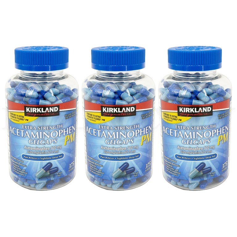 Kirkland Signature Extra Strength Rapid Release Acetaminophen Pm 375ct Lot of 3