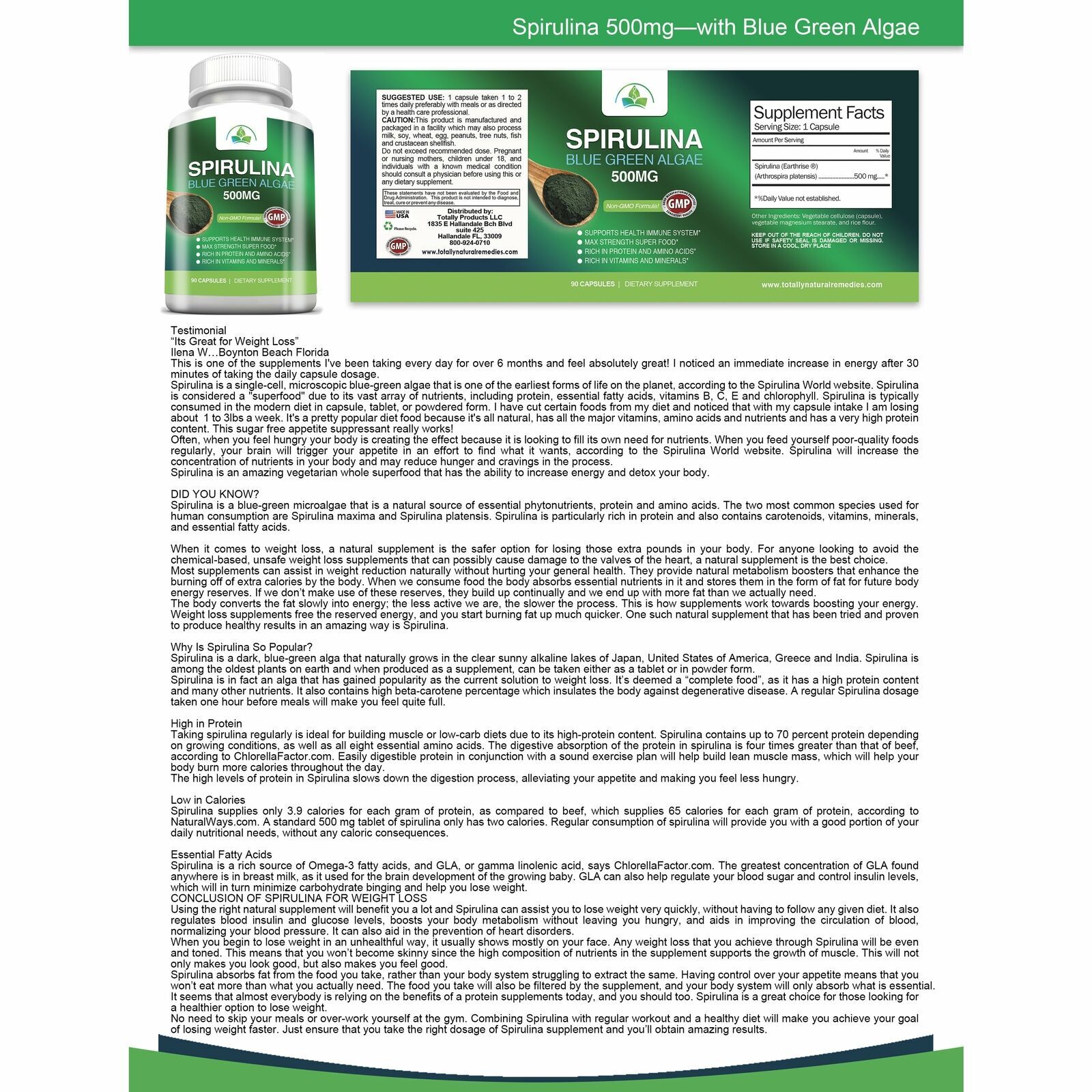 Brazilian Belly Weight Management & Spirulina Algae Immune Support Supplement