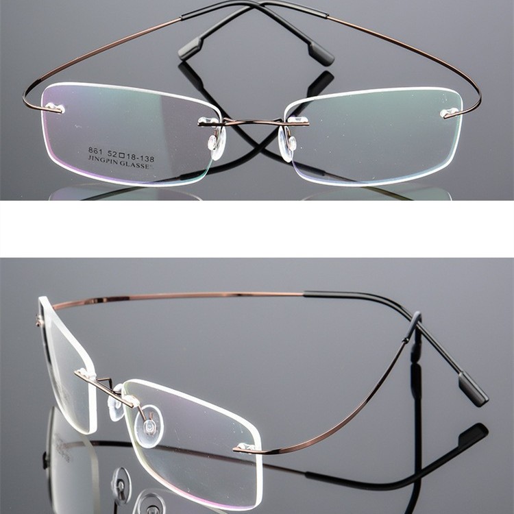 Metal Rimless Eyeglasses Frame Business Super Elastic Temples Unisex Eyewear