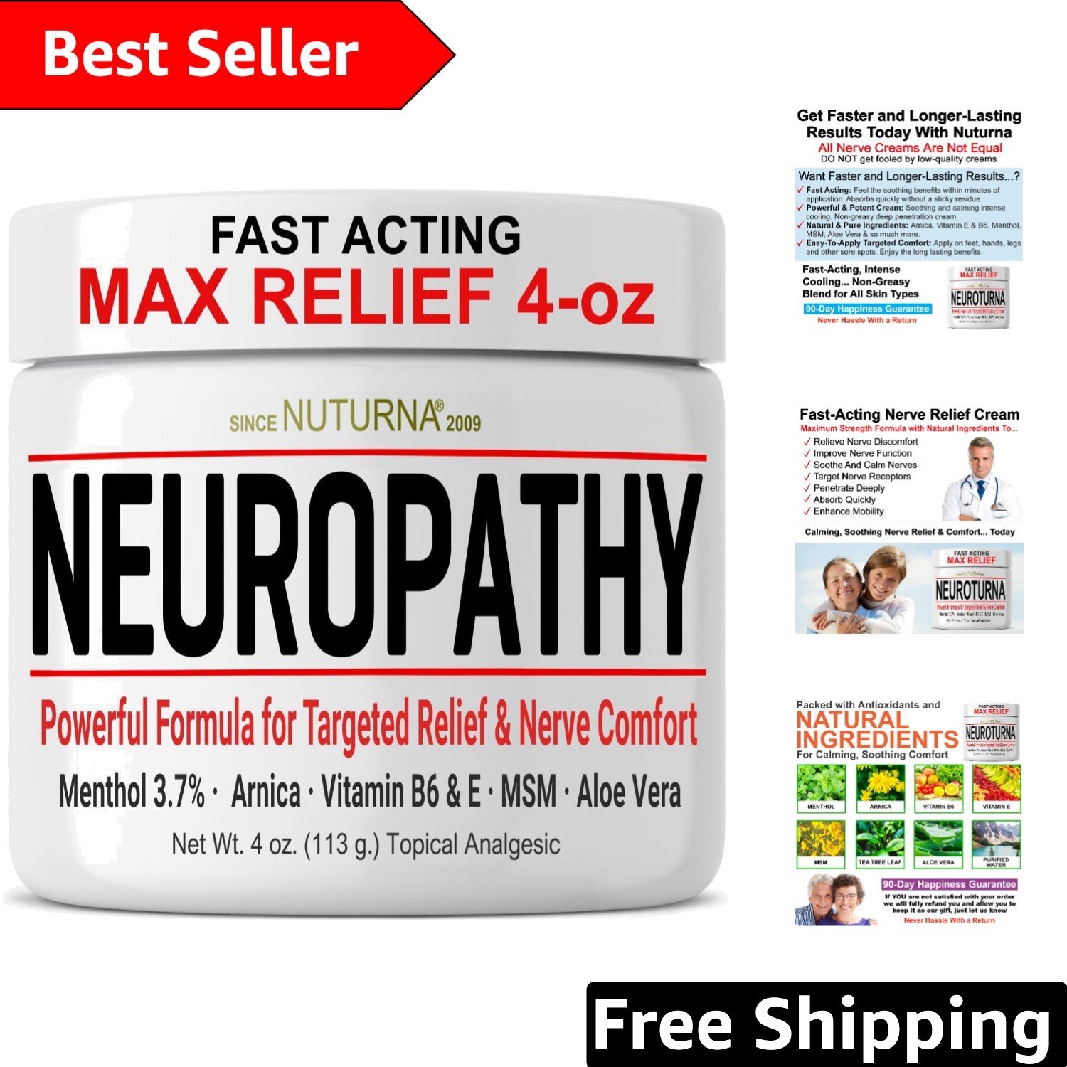 Ultra Strength Neuropathy Cream – Soothing Natural Relief for Feet & Hands, 4 oz