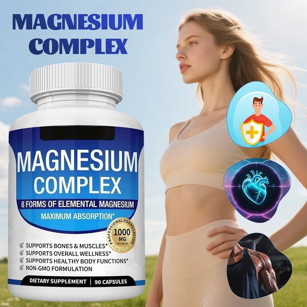 8in1 Magnesium Complex 1000mg Blood Sugar Blend Supplement Combo 90 Caps 1-5 Pcs