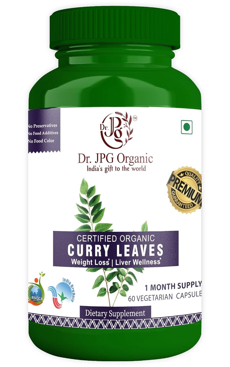 4x Curry leaves capsules for weight loss Dr. JPG Organic ISO & GMP Certified