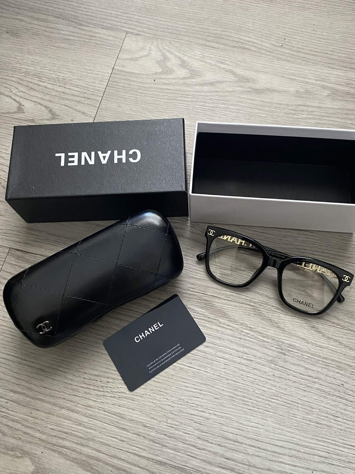 CHANEL CH0748 Black & Gold Chanel Logo Eyeglasses Frames