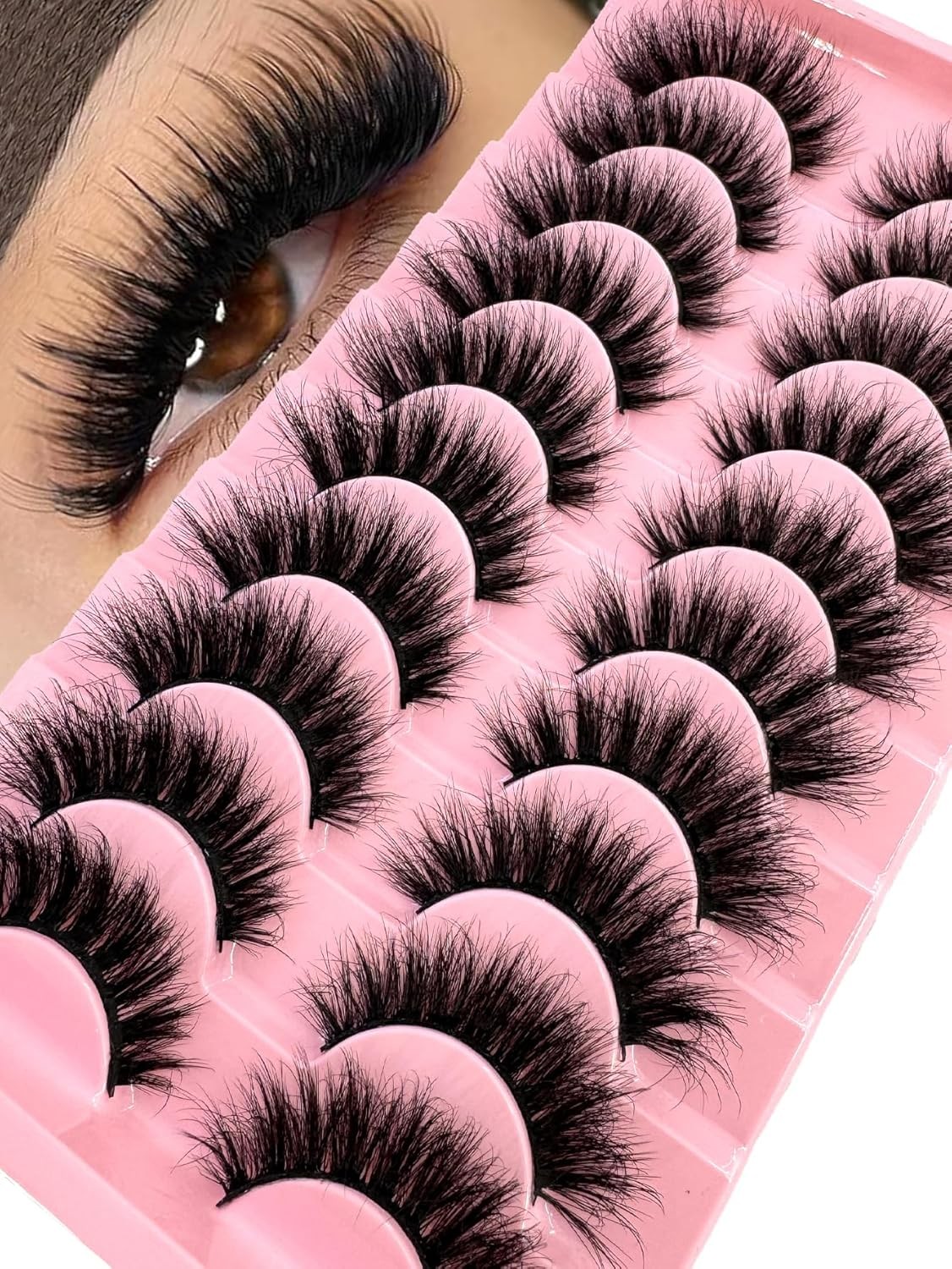New 10 Pairs 3D Mink Lashes False Eyelashes Handmade Wispy Fluffy Long Lashes Na