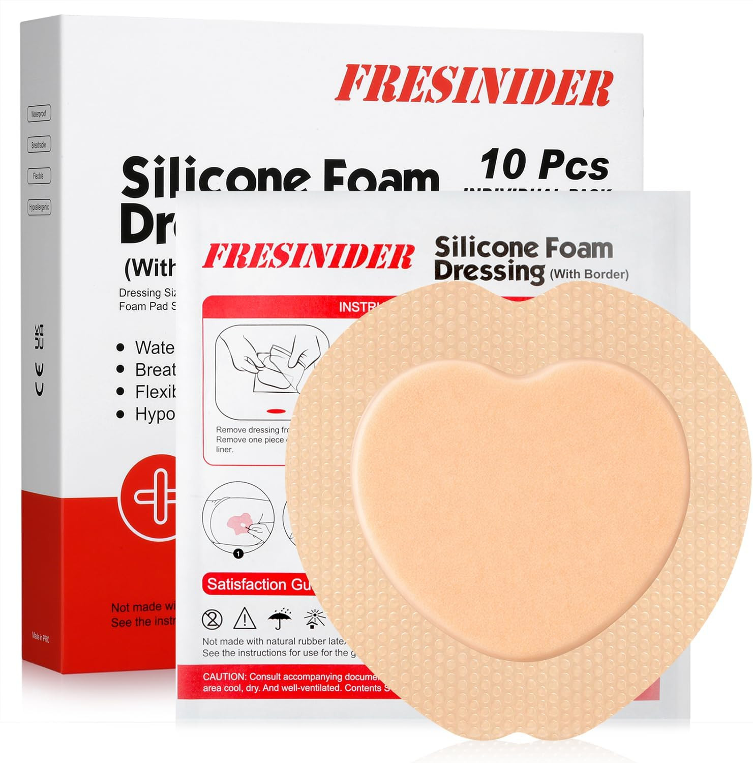 Sacral Silicone Foam Dressing 7″ X 7″, 10 Pack, Adhesive Border, Absorbent & Bre