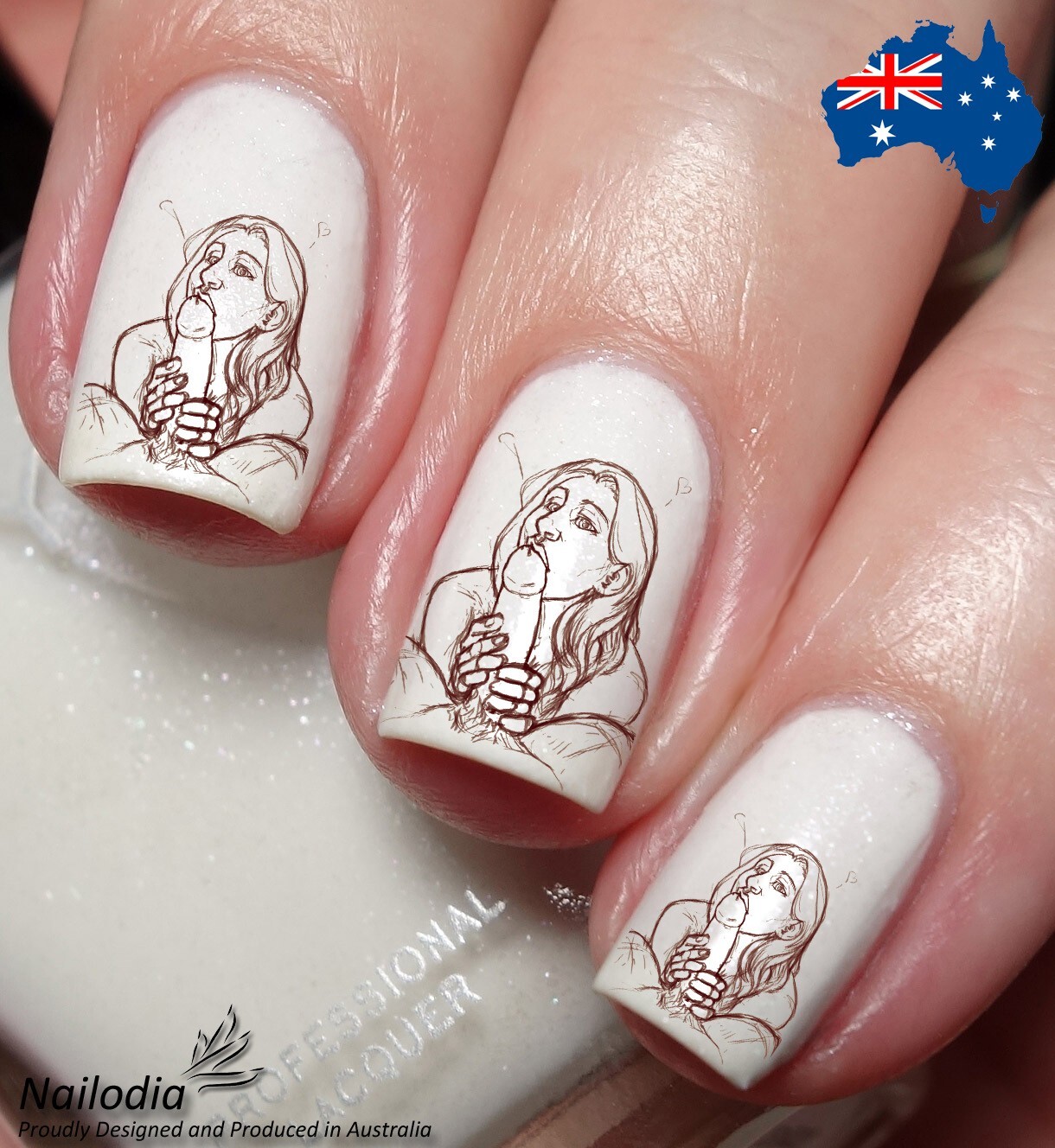 Adult Gift Blowjob Lovers Nail Art Decal Sticker