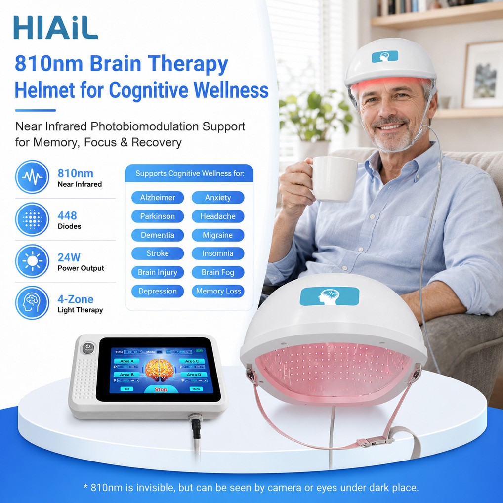 810nm Brain NIR Light Therapy Helmet for Autism Stroke Brain Injury Touch Screen