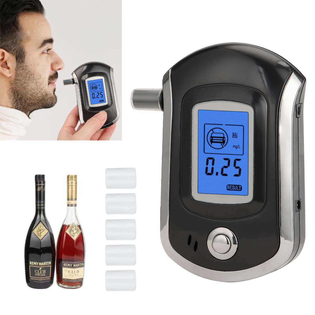 Digital LCD Police Breath Breathalyzer Test Alcohol Tester Analyzer Detector new