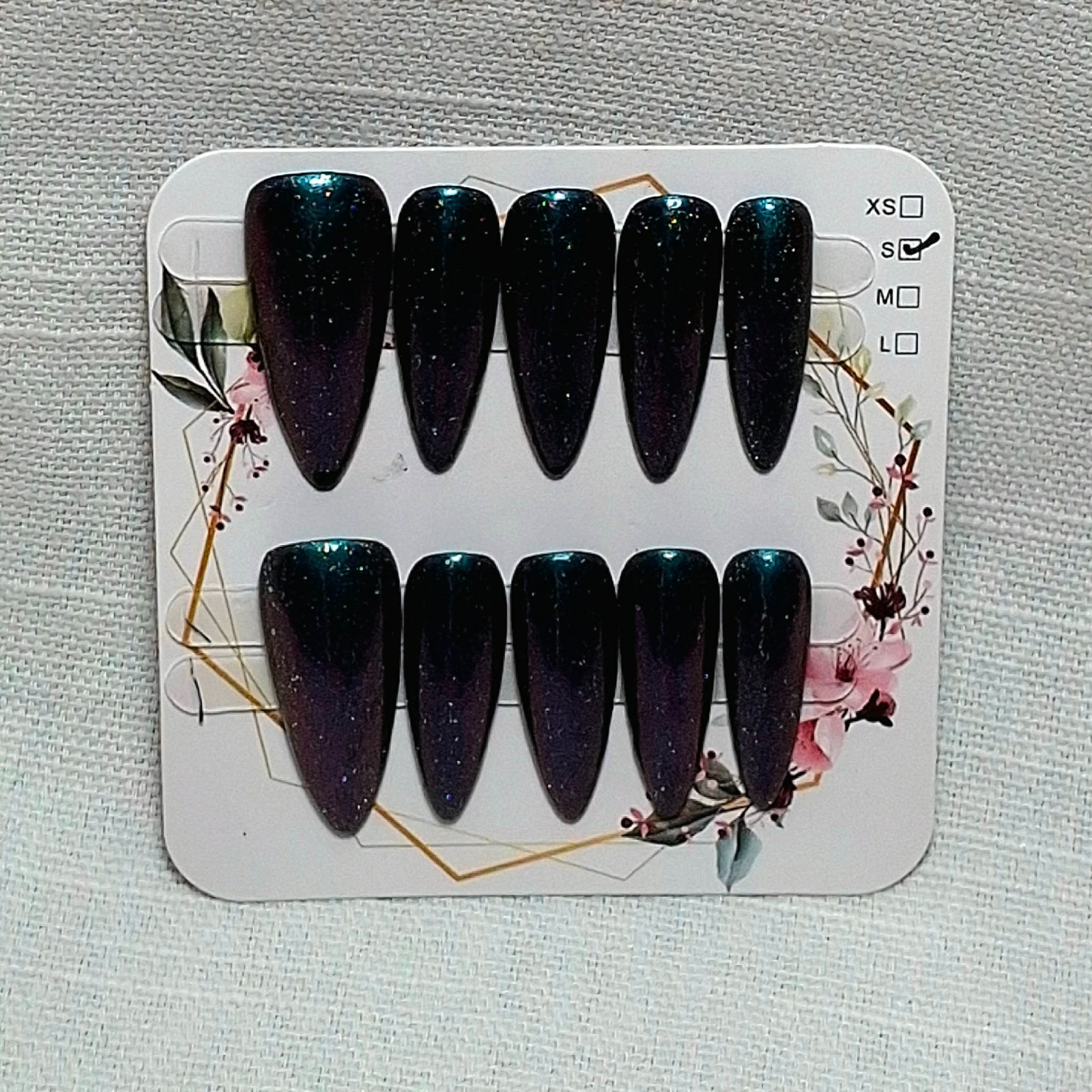 Midnight Aura | Premium Purple Chrome & Blue Glow Stiletto Nails