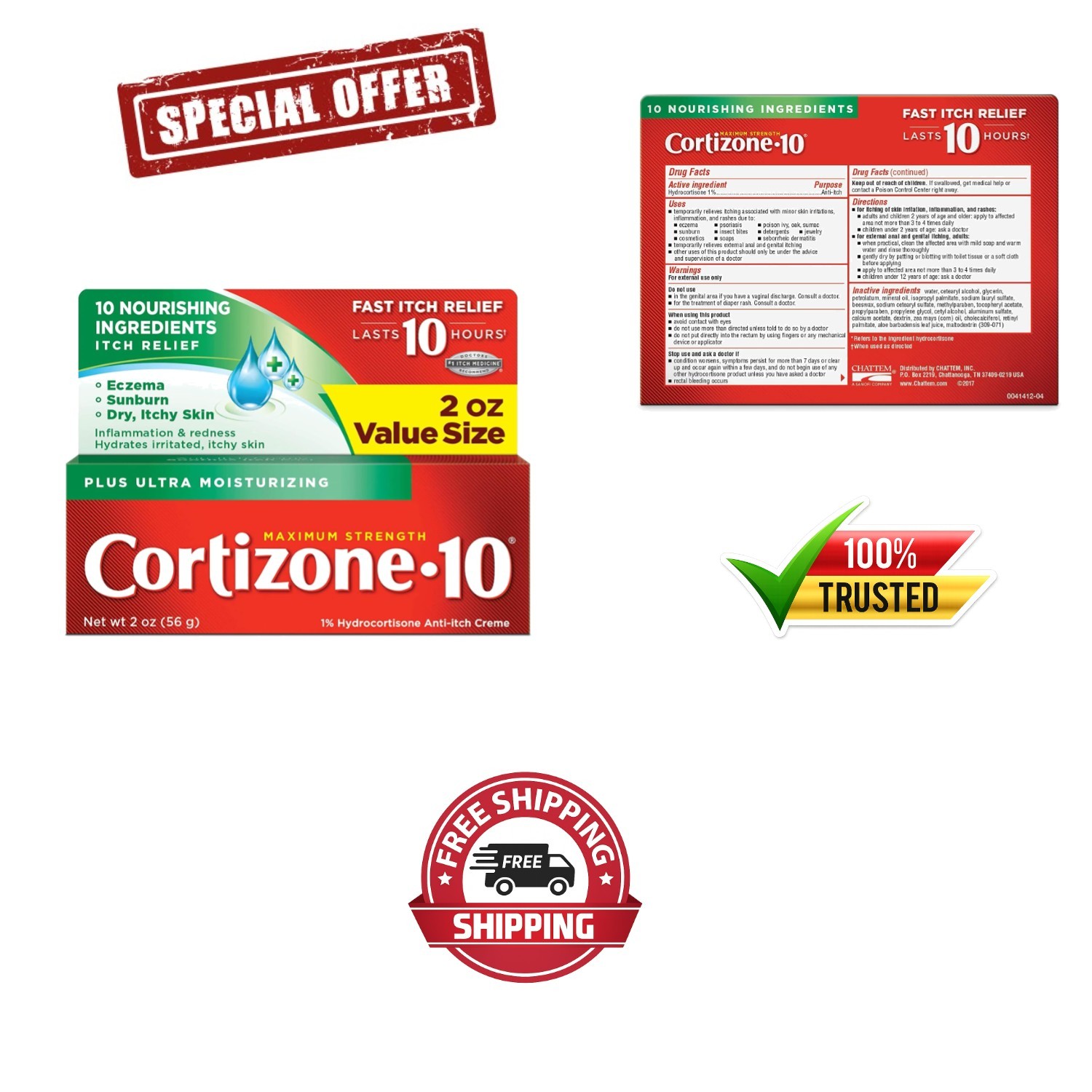 Cortizone-10 2oz Anti-Itch Creme Pack – Gentle Relief with Aloe Vera Infusion
