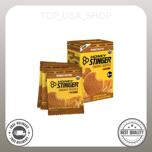 Honey Stinger Organic Energy Waffle Snack, Peanut Butter, 1.06 oz, 6 Count