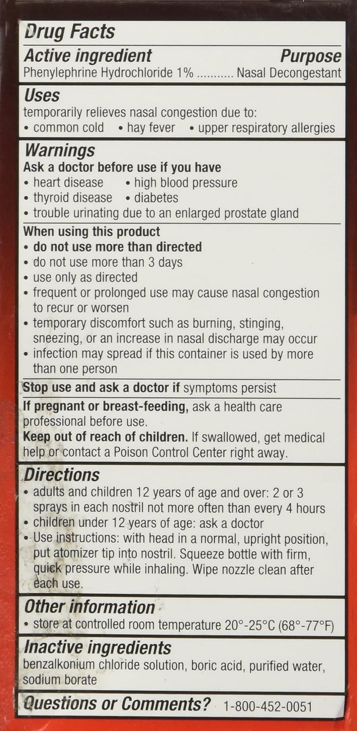 Effective 4-Way Nasal Spray – Fast Relief for Sinus & Nasal Congestion 1 Fl Oz