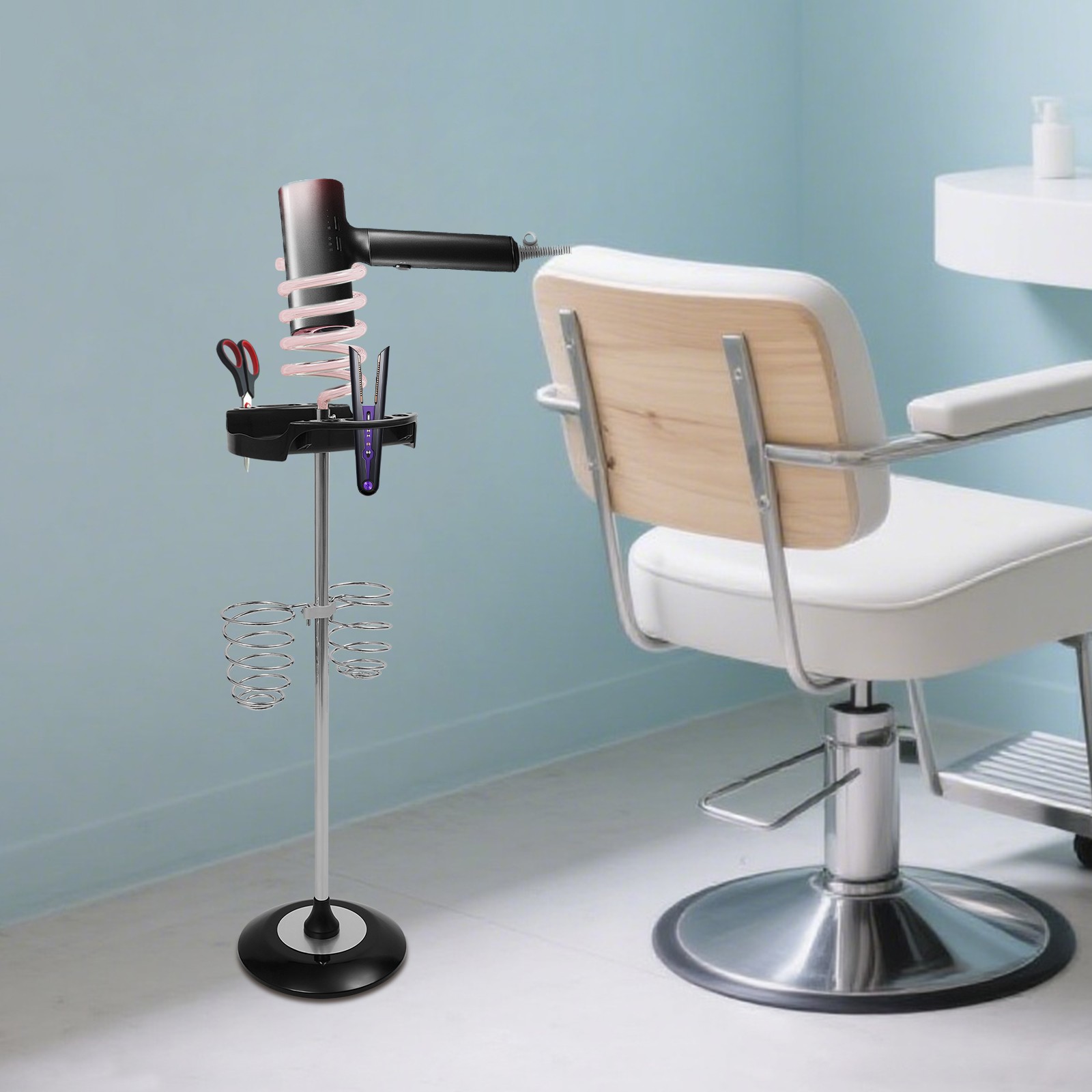 Hair Dryer Stand For Bedroom Beauty Salon Hair Dryer Stand With Spiral Holders
