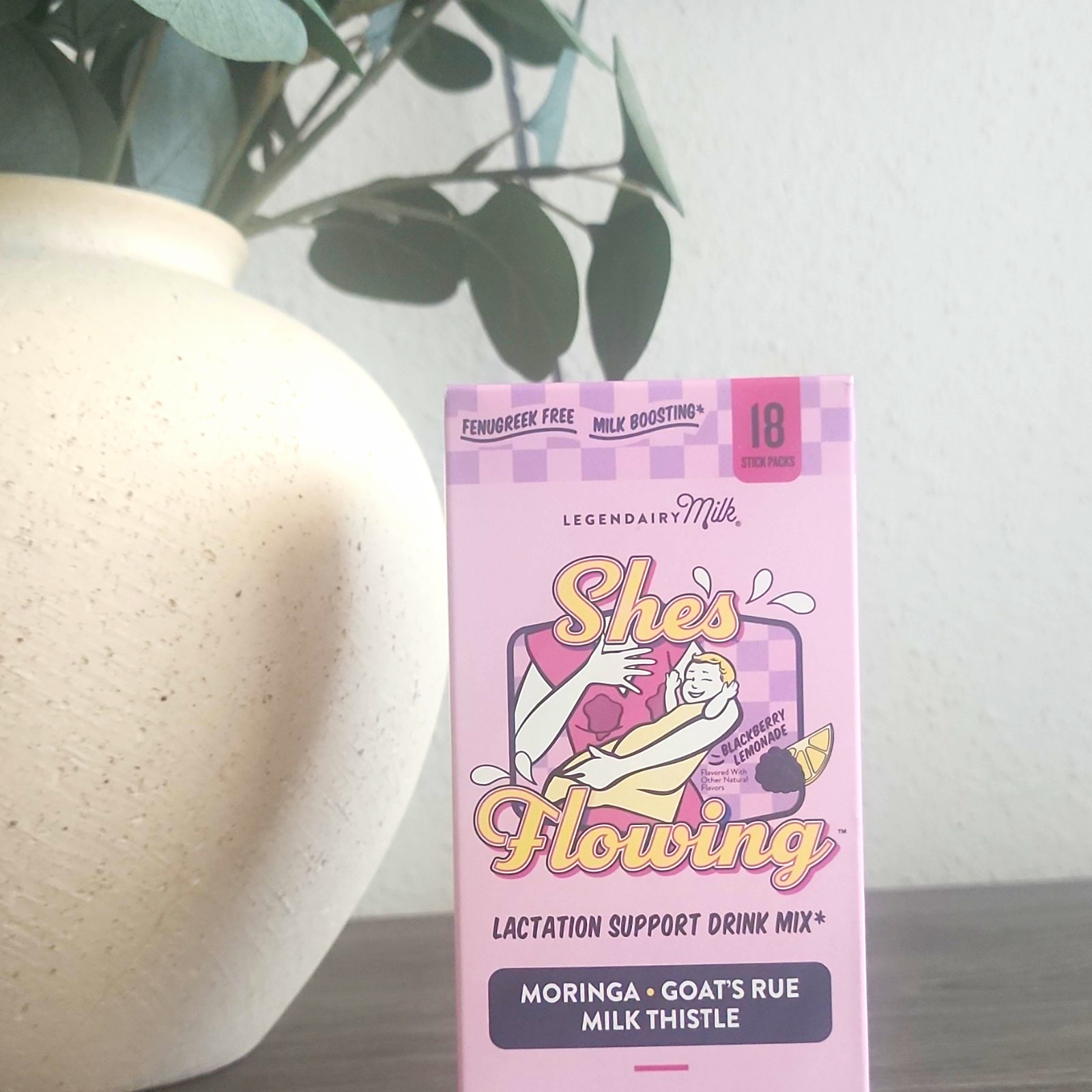 Legendairy Milk She’s Flowing Lactation Drink Mix Blackberry Lemonade 18 Packs