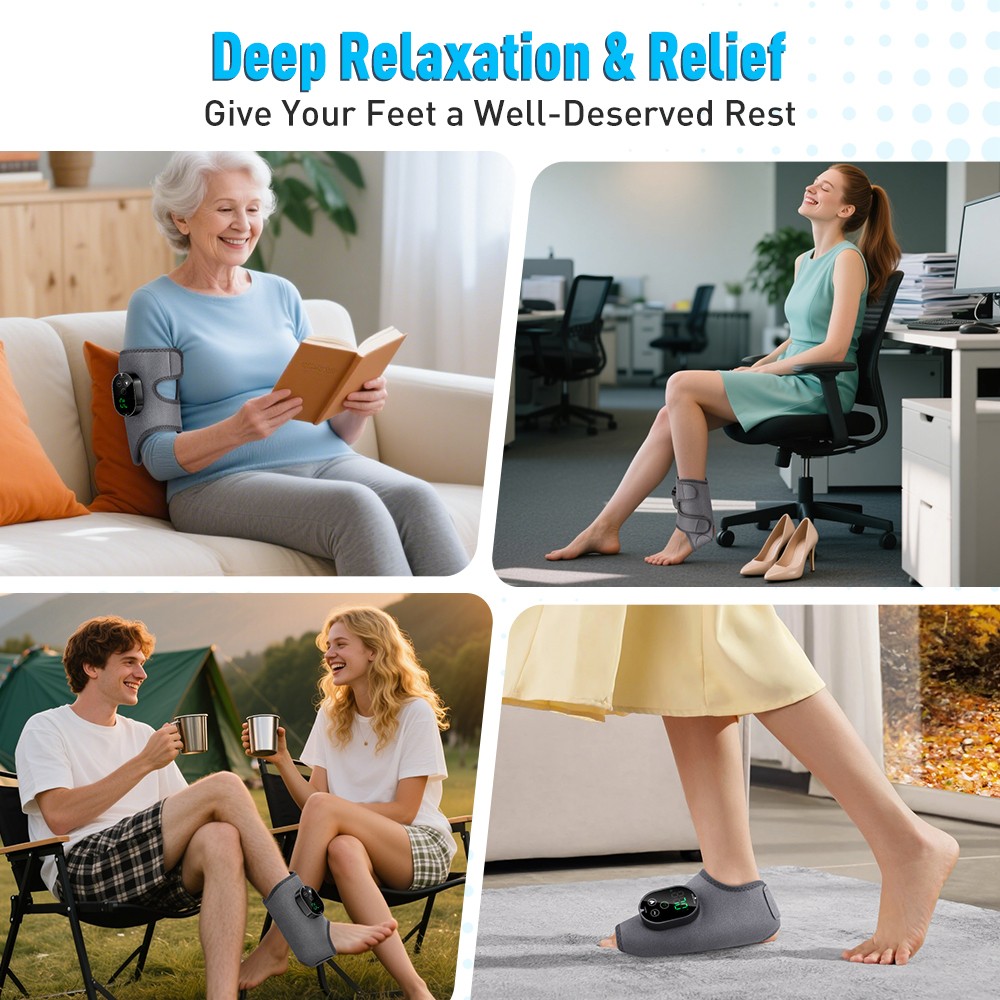 Cordless Foot and Ankle Massager Pain Relief 6 Heating Levels, 3 Vibration Modes