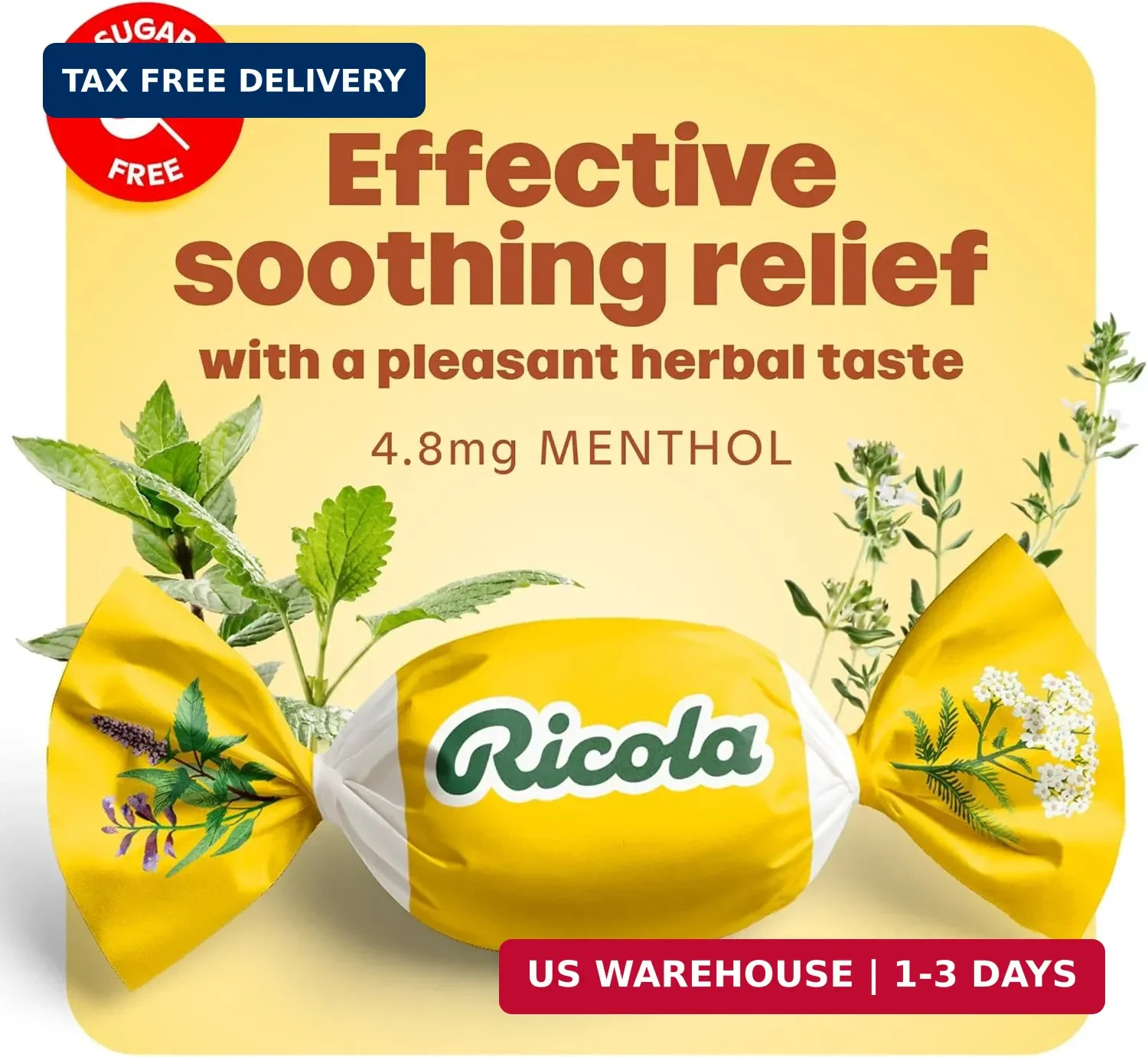 Ricola Swiss Herb Sugar Free Cough Drops with Menthol – Cough and Sore Throat Re