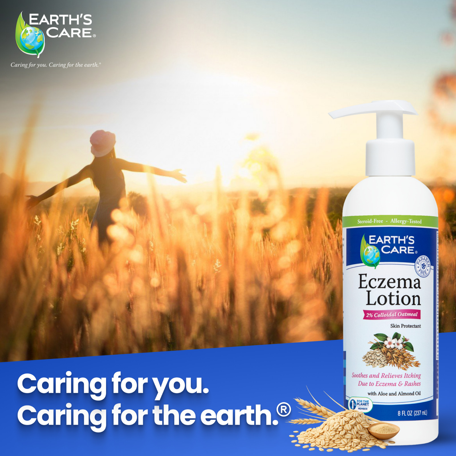 Earth’s Care Eczema Lotion, Fragrance, Paraben & Steroid Free, 8 fl oz Exp. 4/26