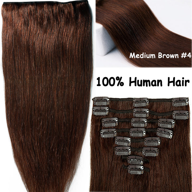 8 Pieces Clip in Extension 100% Real Remy Human Hair Extensions Full Head Blonde