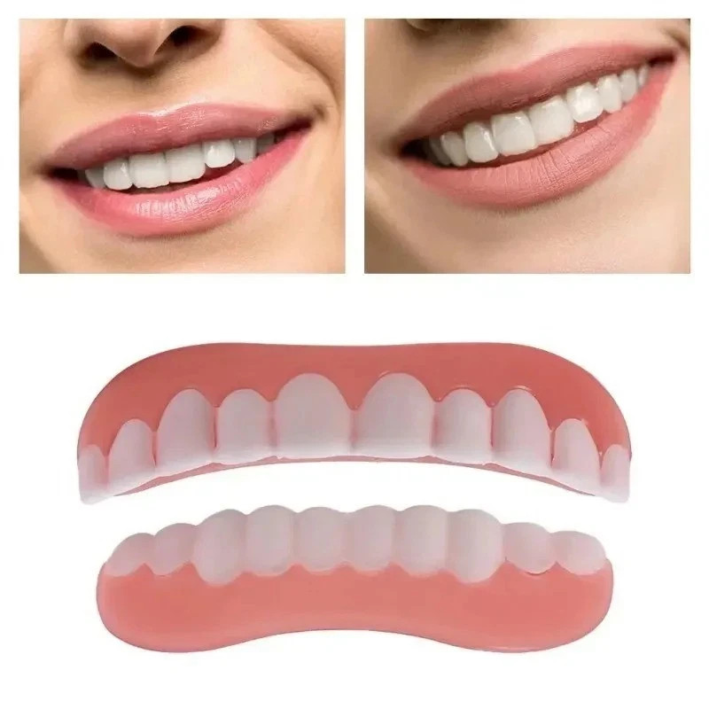 Smile Snap On False Teeth Upper Lower Dental Veneers Denture Tooth Cover Set