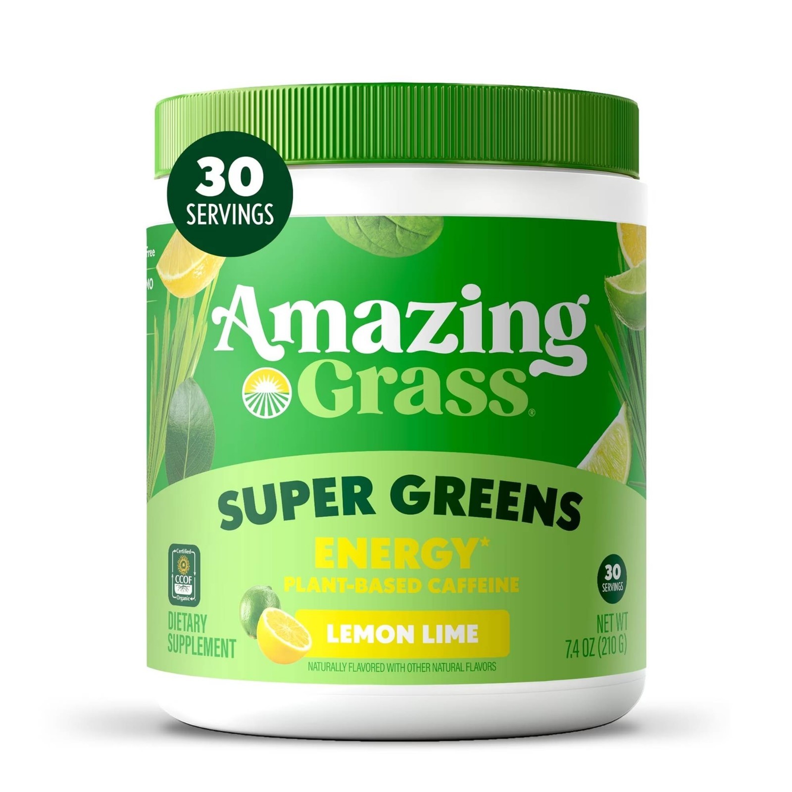 Amazing Grass, Greens Blend Superfood Energy, Powder, Lemon-Lime – 7.4 oz 30 Ser