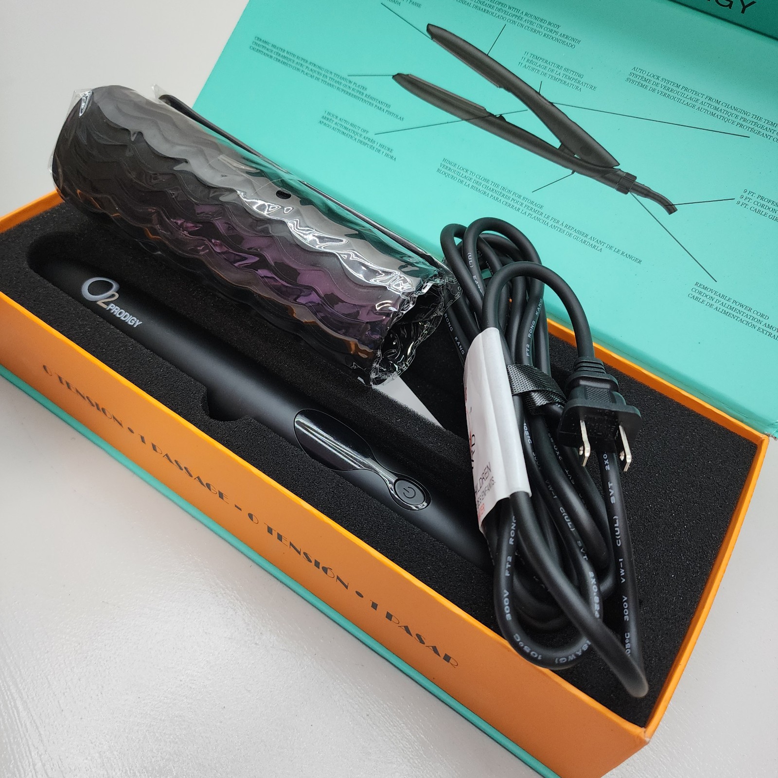 Titanium Ceramic Styler Flat Iron by O2 Prodigy – Detachable Cord, Digital Disp
