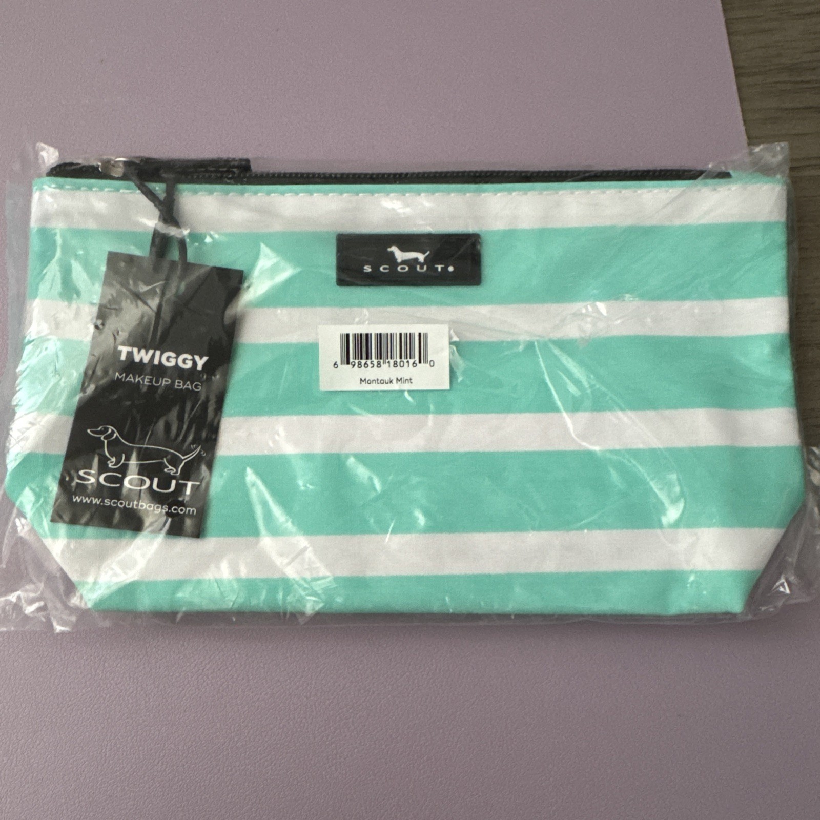 Scout – Twiggy Makeup Bag Mint & White Stripes “Montauk Mint”