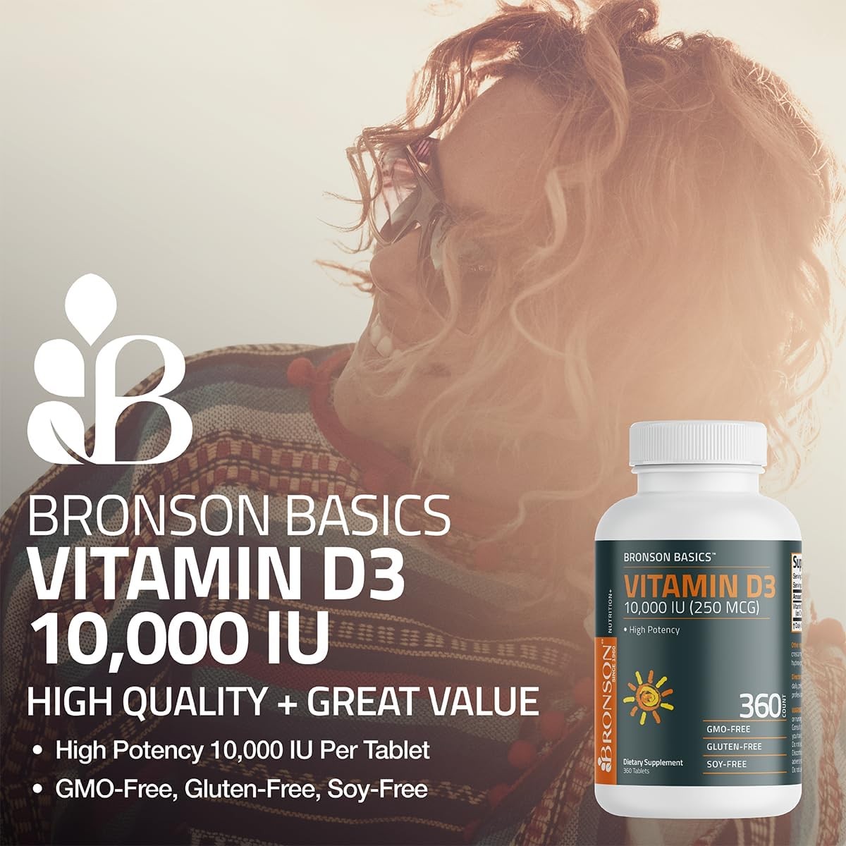 Bronson Vitamin D3 10,000iu (250mcg) 1 Year Supply for 360 Count (Pack of 1)