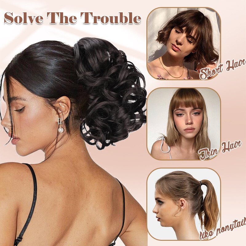 Short Claw Ponytail Piece Clip in on Pony Tail Hair Extensions Real as Human US