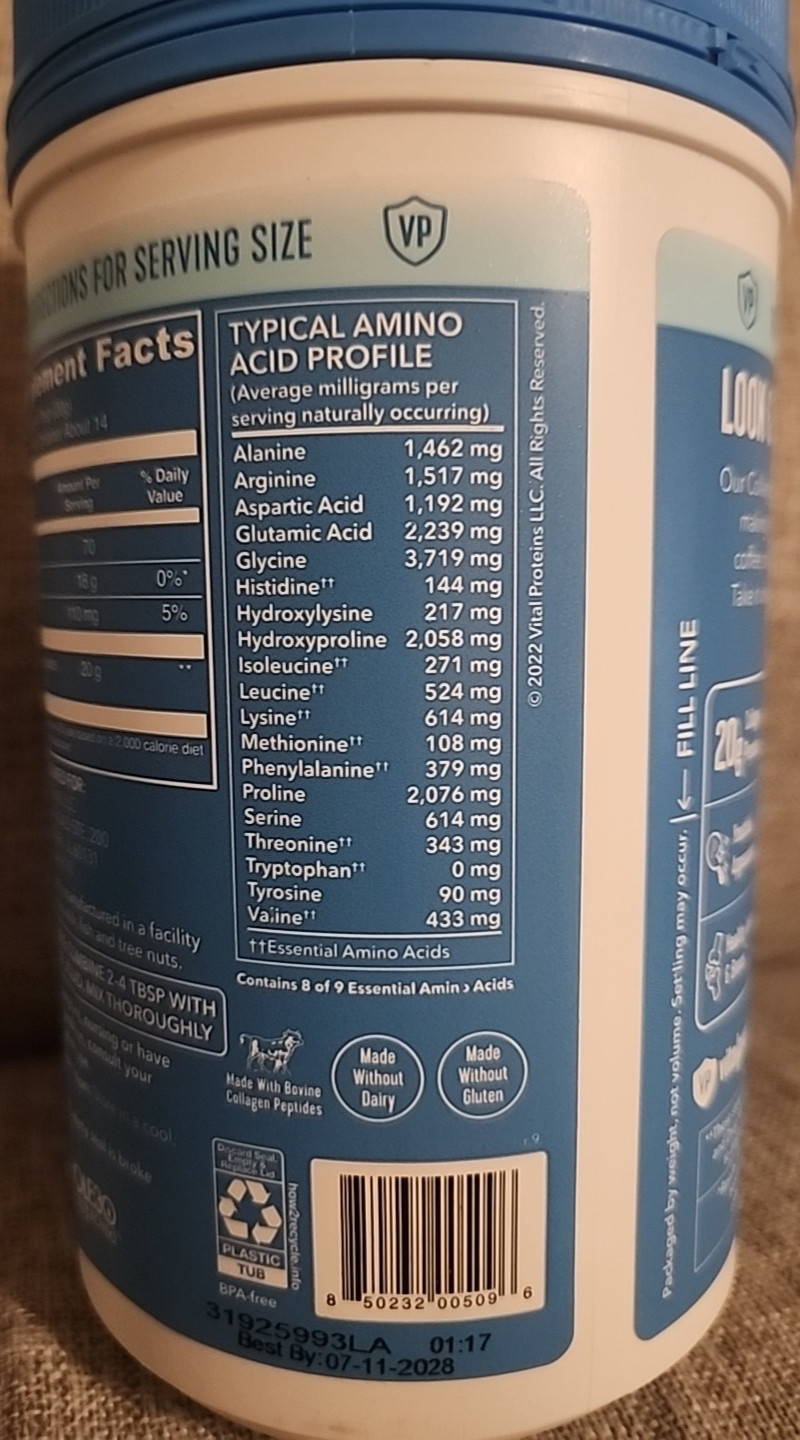 Vital Proteins Collagen Peptides Powder Unflavored/20 g collagen/serving – 10 oz