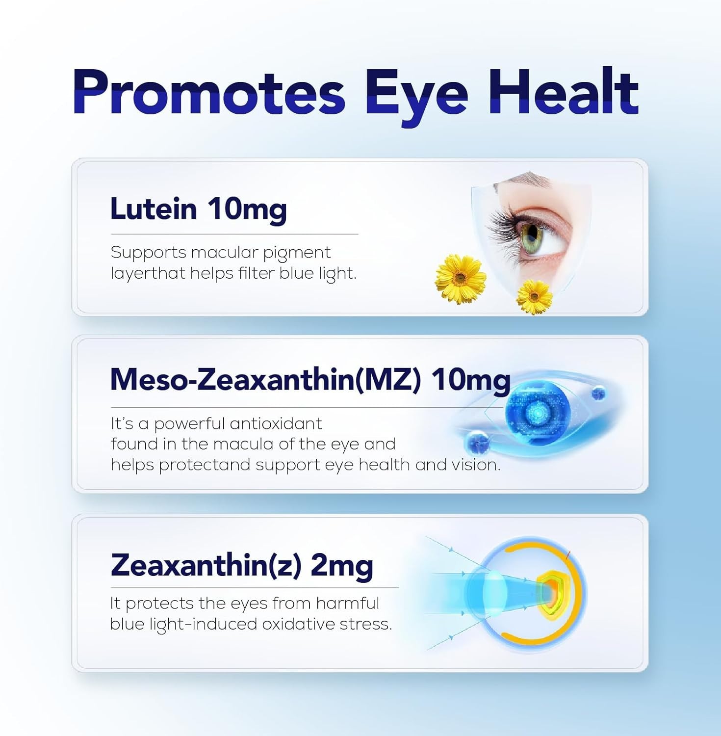 Eye Supplement – Lutein 10mg, Meso-Zeaxanthin 10mg, Zeaxanthin 2mg 90 Softgels