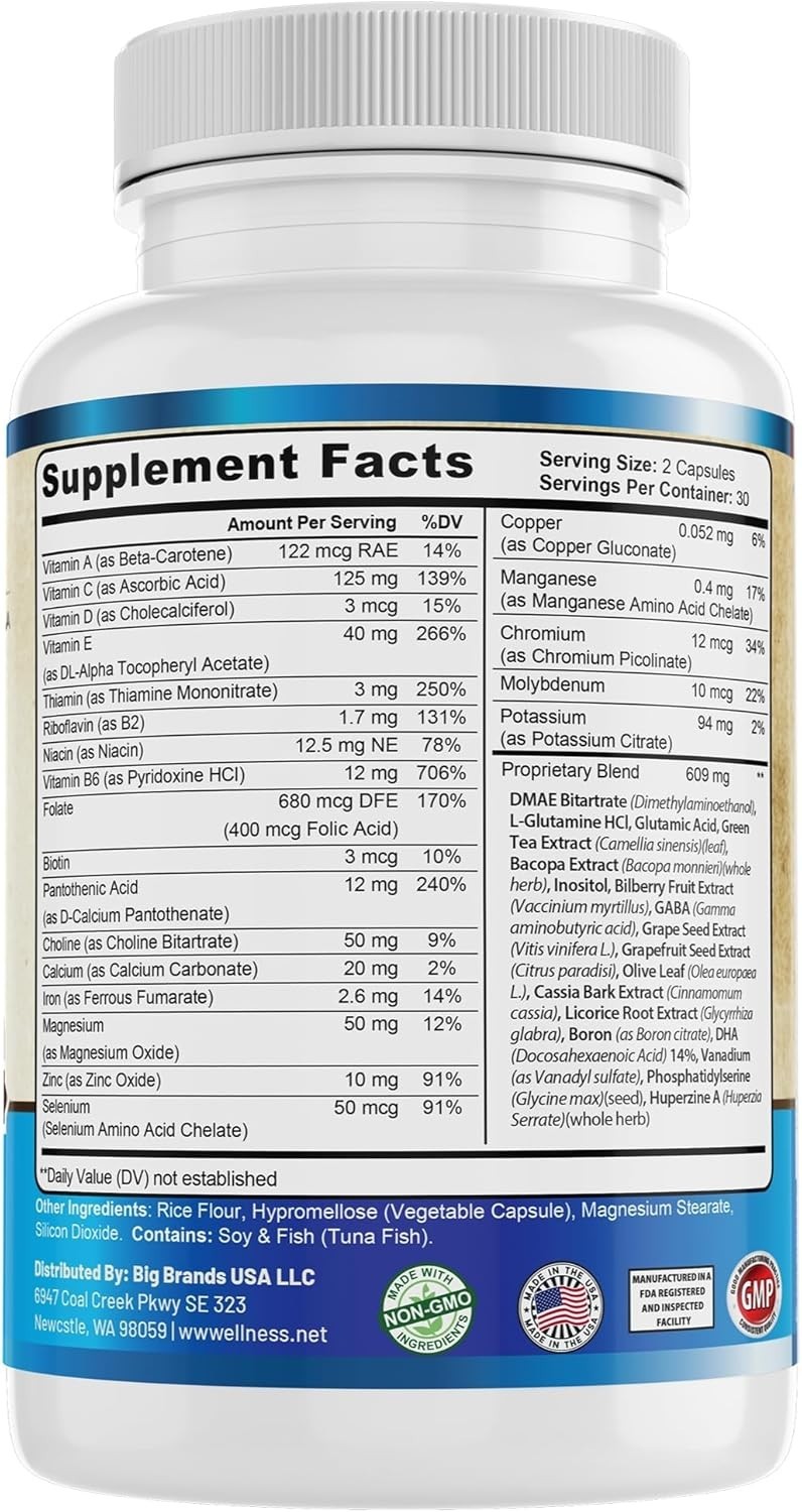 Neuro Focus Formula | Supports Mental Clarity & Focus | Vitamin A,C,D,E,B6 | Glu