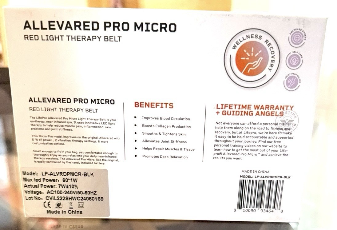 LifePro Allevared Pro Micro Red Light Therapy Belt