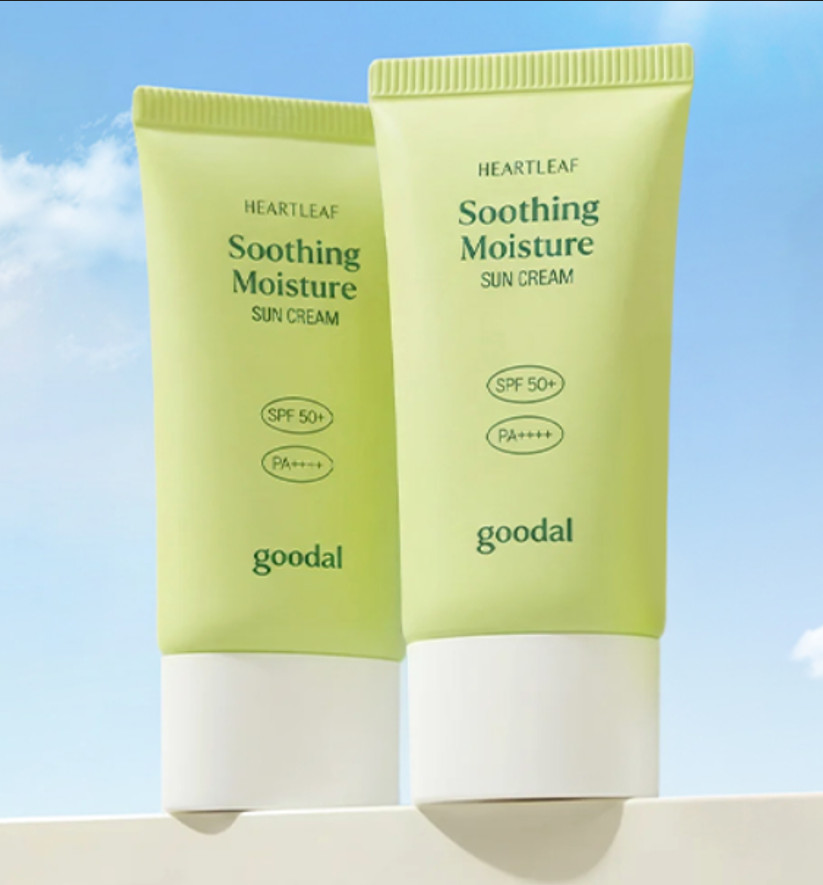 K-Beauty GOODAL Heartleaf Soothing Moisture Sun Cream SPF50+ PA++++ 50ml+50ml