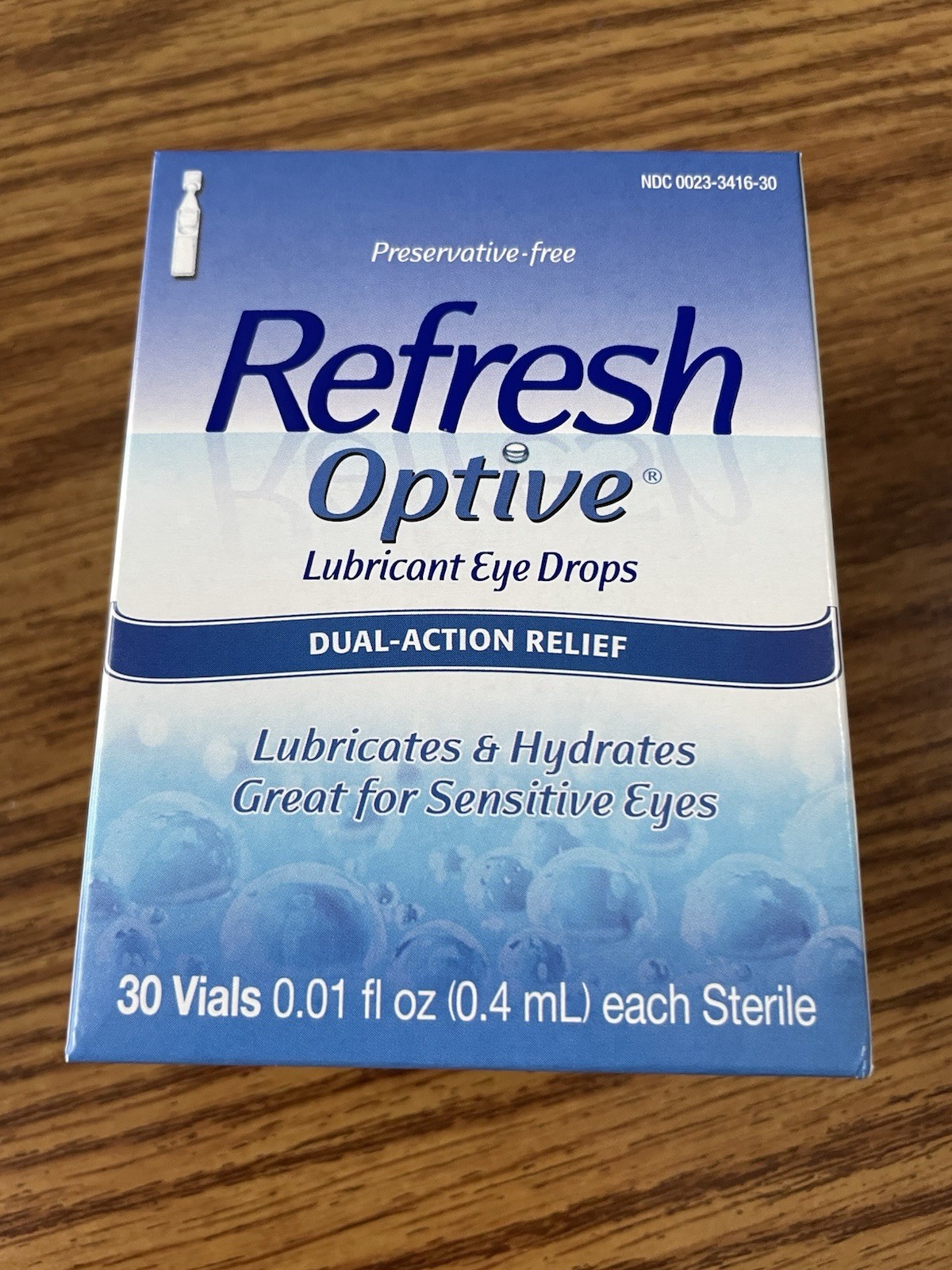 Refresh Optive Lubricant Eye Drops 30 Vials EXP 02/2027 Preservative Free