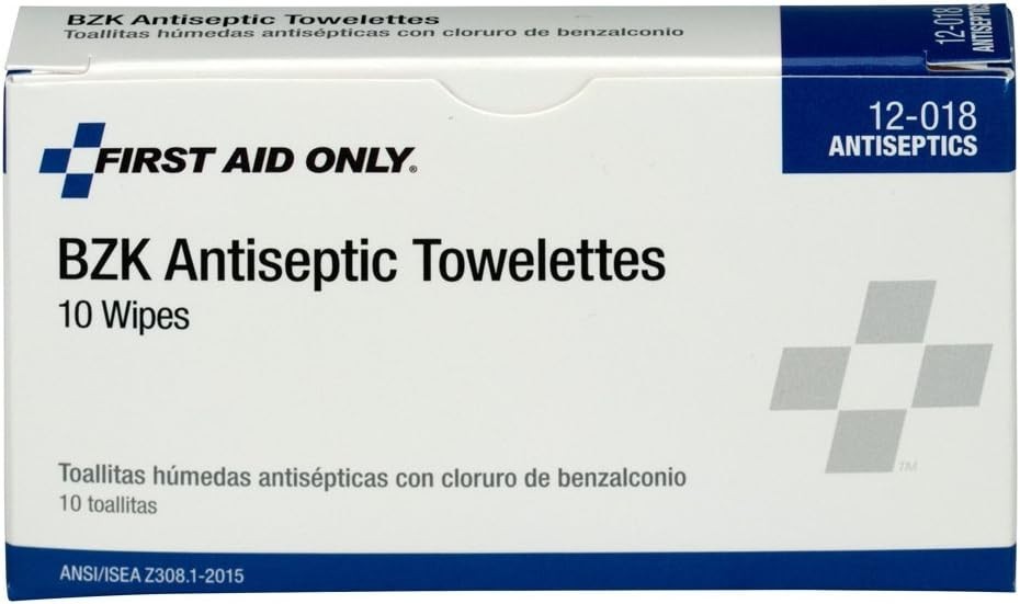 Benzalkonium Chloride Wipes Pack of 10 Individually Wrapped First Aid