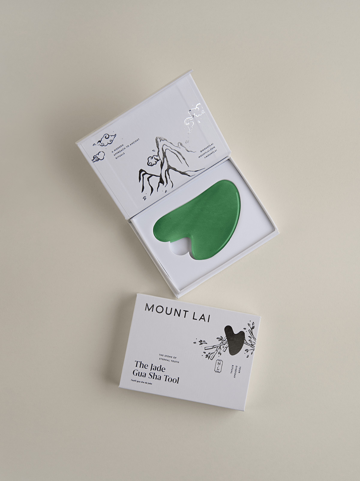 Mount Lai Jade Gua Sha Facial Massage Tool – Natural Stone – Open Box