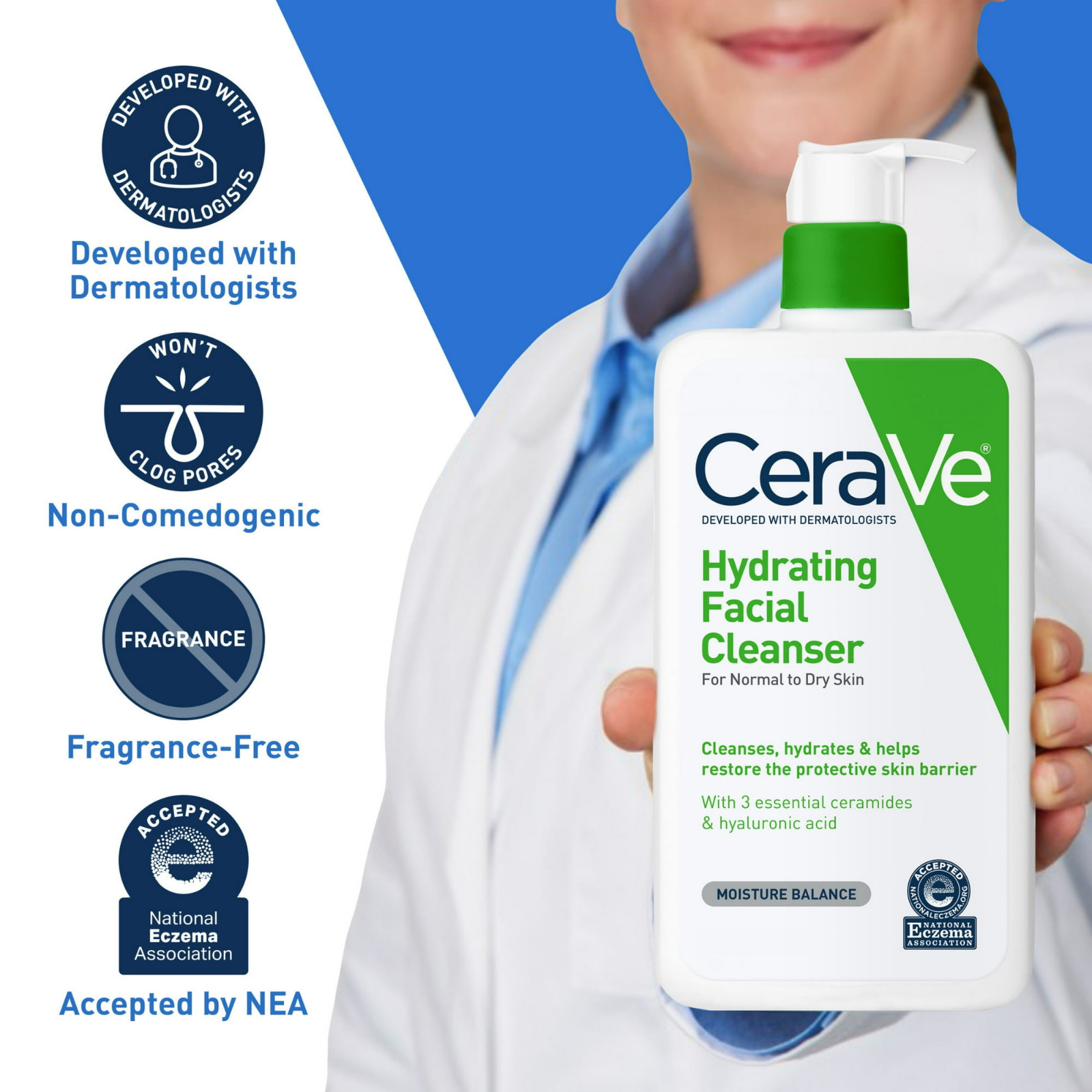 (2 pack) CeraVe Hydrating Facial Cleanser for Normal to Dry Skin 16 fl oz