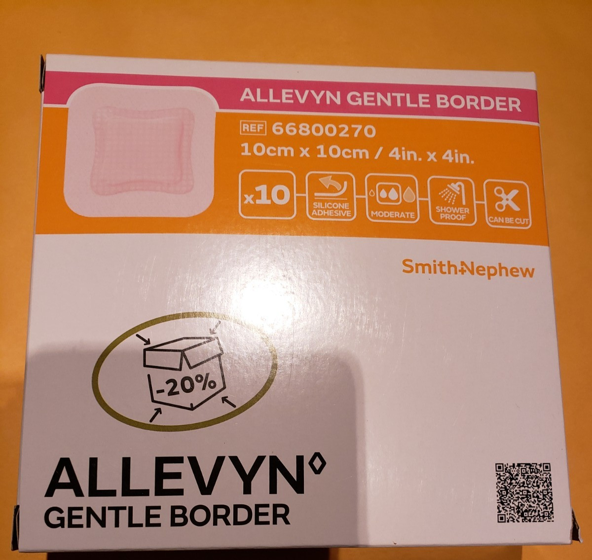 Smith & Nephew ALLEVYN Gentle Border 4 x 4 Foam Dressing – Box of 10