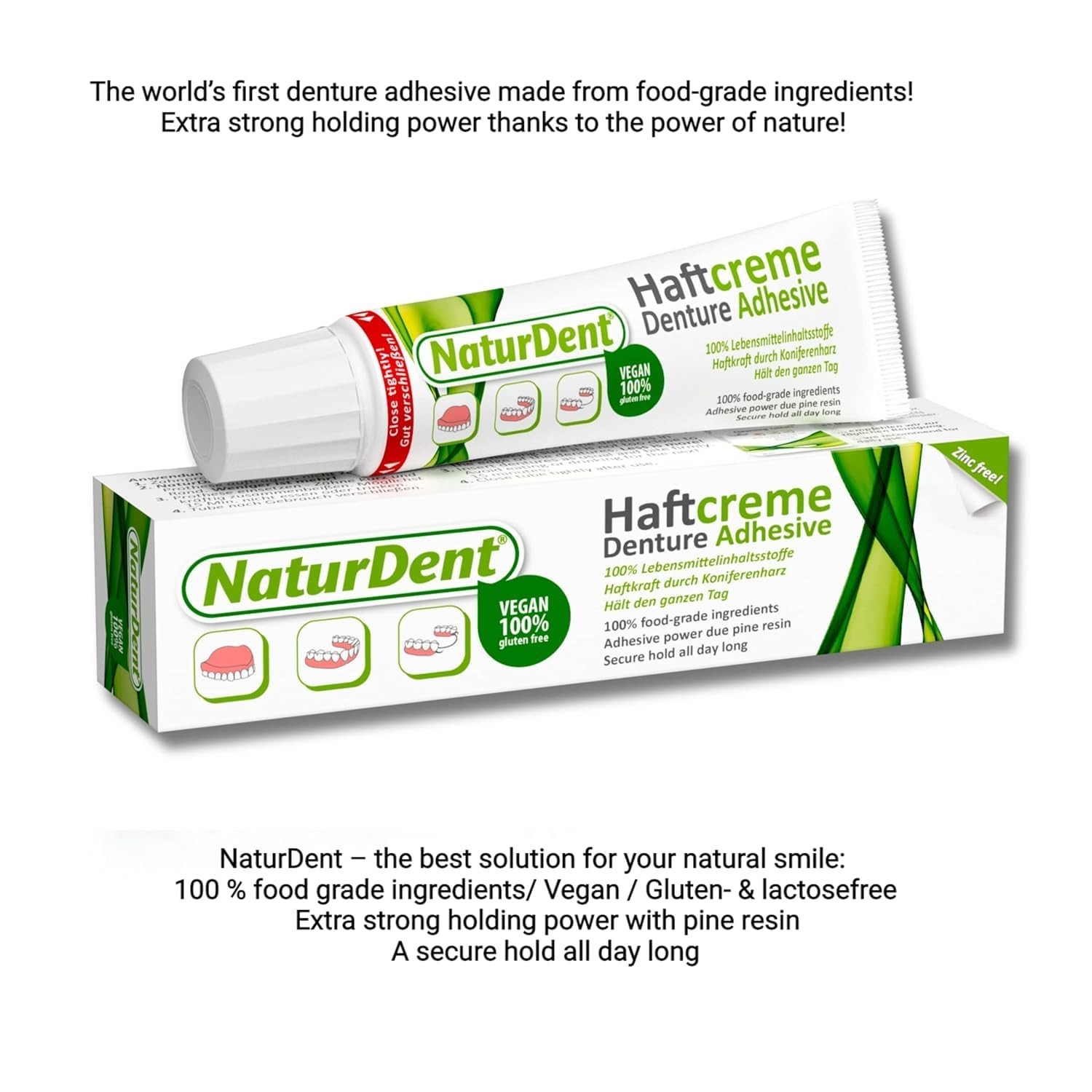 Natural Strong Denture Adhesive Holds Dentures Longer and Stronger 4 Pack