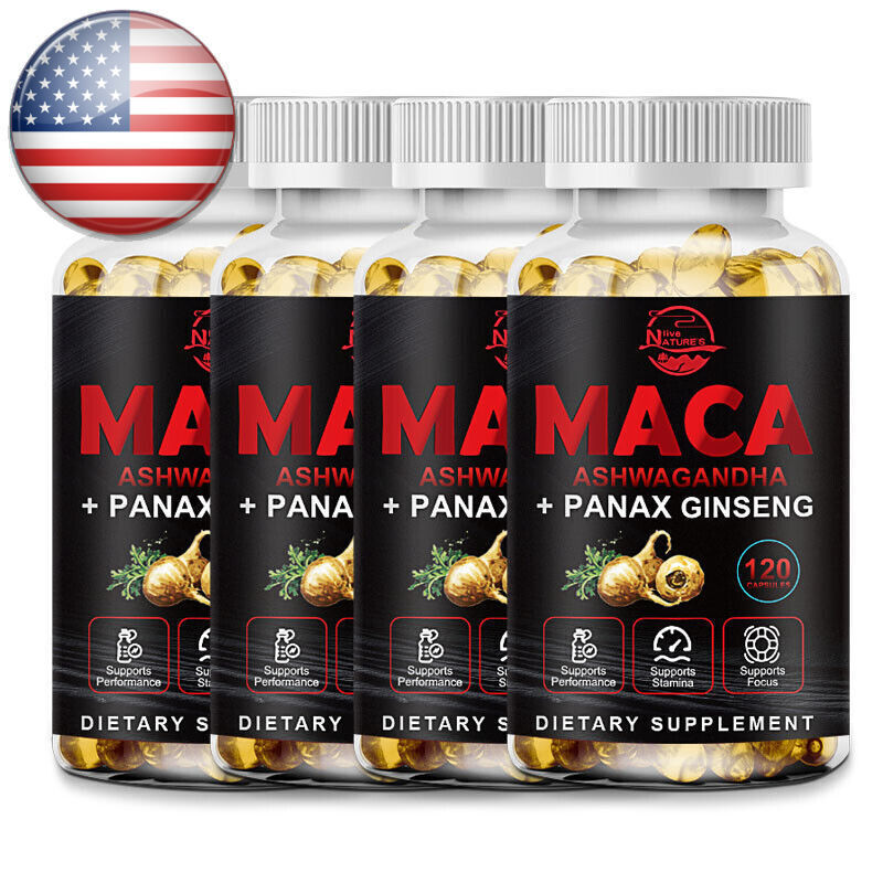 Maca Root 120 Capsules 10,000mg With Panax Ginseng, Men & Women Energy Stamina