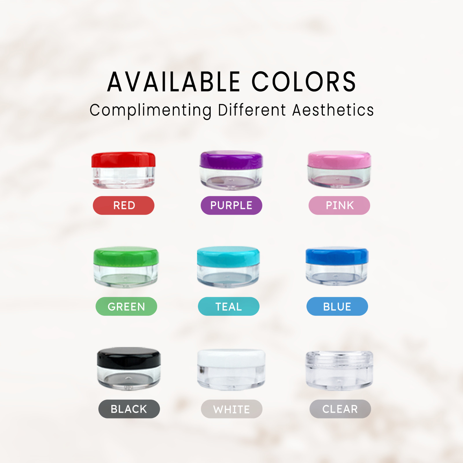 50 Pieces 5 Gram/5ML Plastic Makeup Cosmetic Lotion Cream Sample Jar Containers
