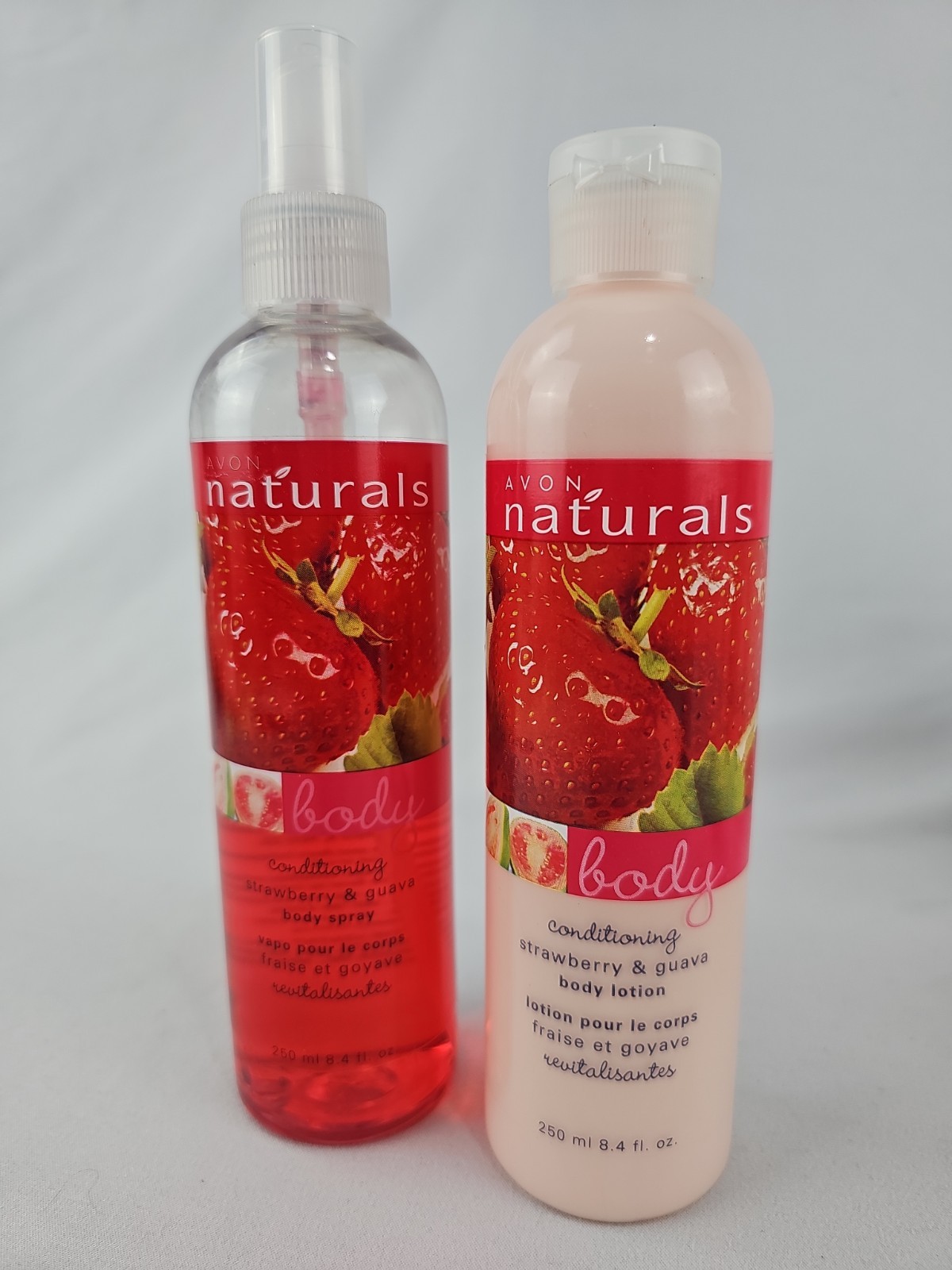 Avon Naturals Set Of 2 Body Spray & Lotion Strawberry & Guava NOS 2008 8.4oz Ea