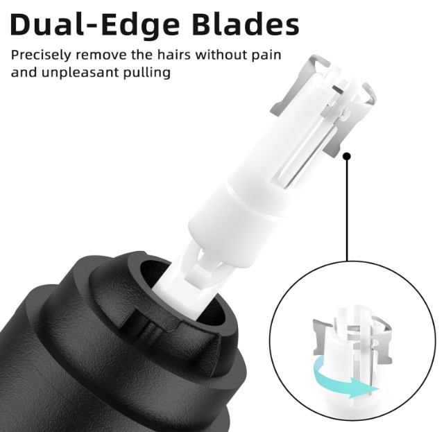 USB-C Rechargeable Nose & Ear Hair Trimmer LED Display Dual Edge Blades Black
