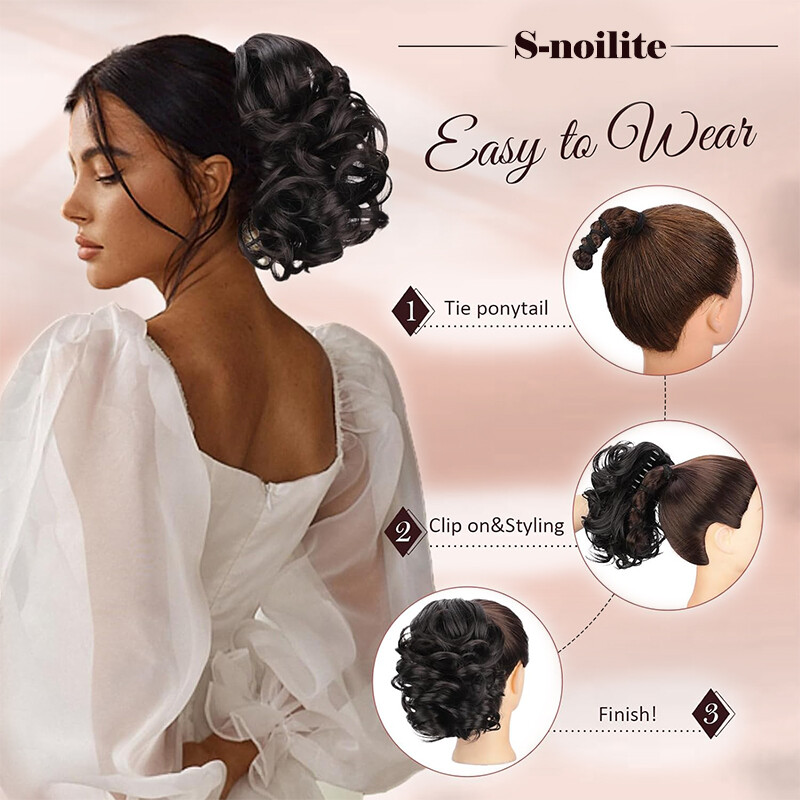 Short Claw Ponytail Piece Clip in on Pony Tail Hair Extensions Real as Human US