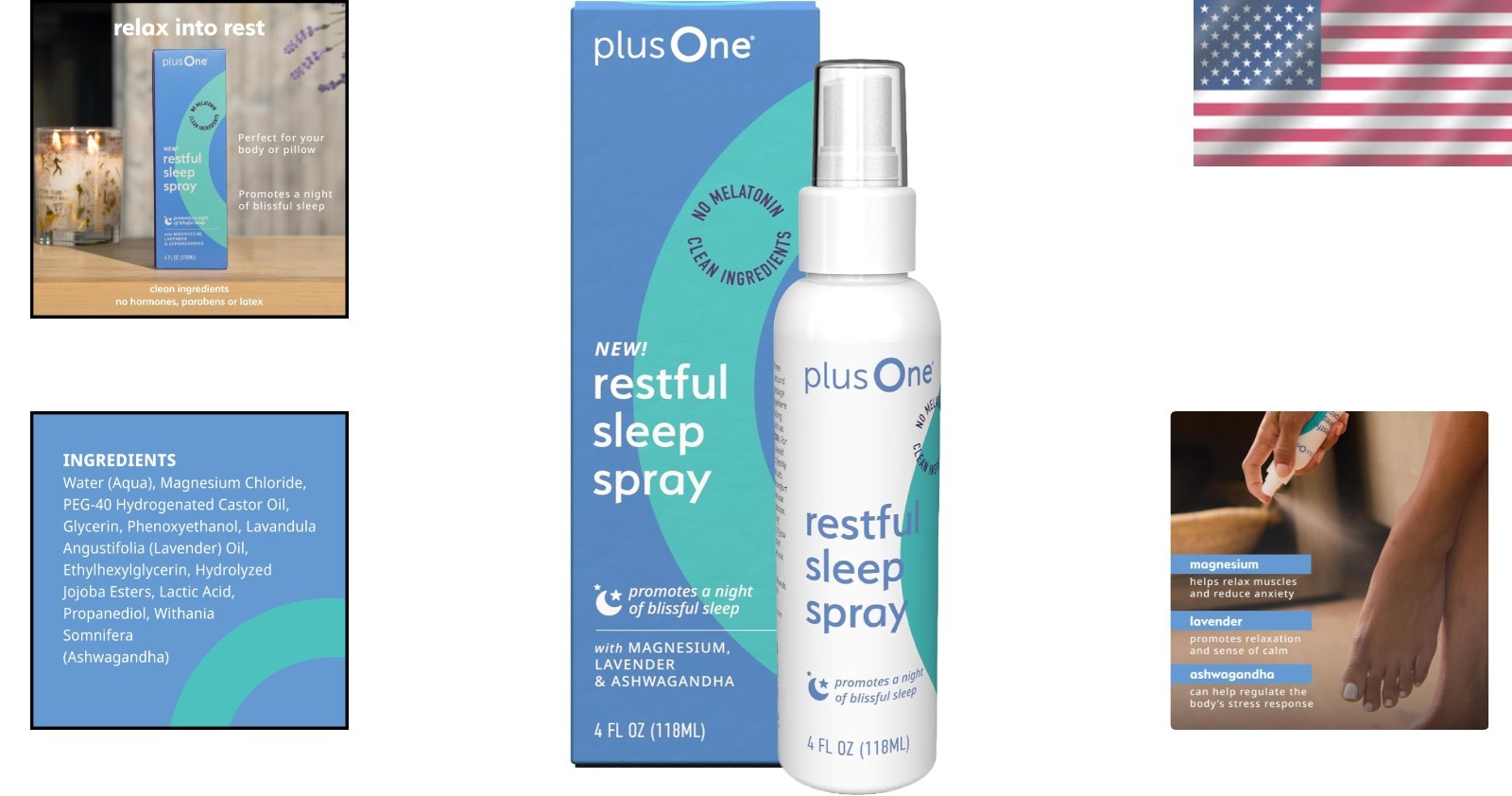 Plus One Blissful Sleep Spray – Lavender & Ashwagandha, 4 Fl Oz Relaxation Aid