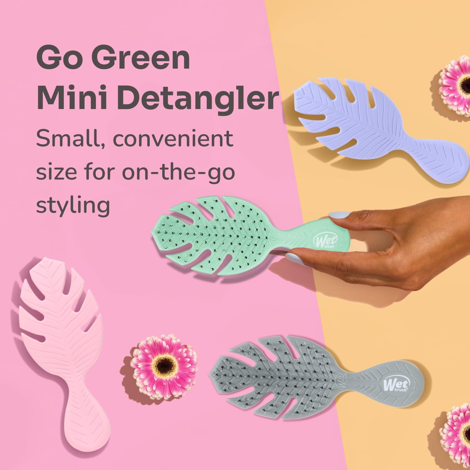 Wet Brush Go Green Mini Detangler Green – Detangling Travel Hair Brush –